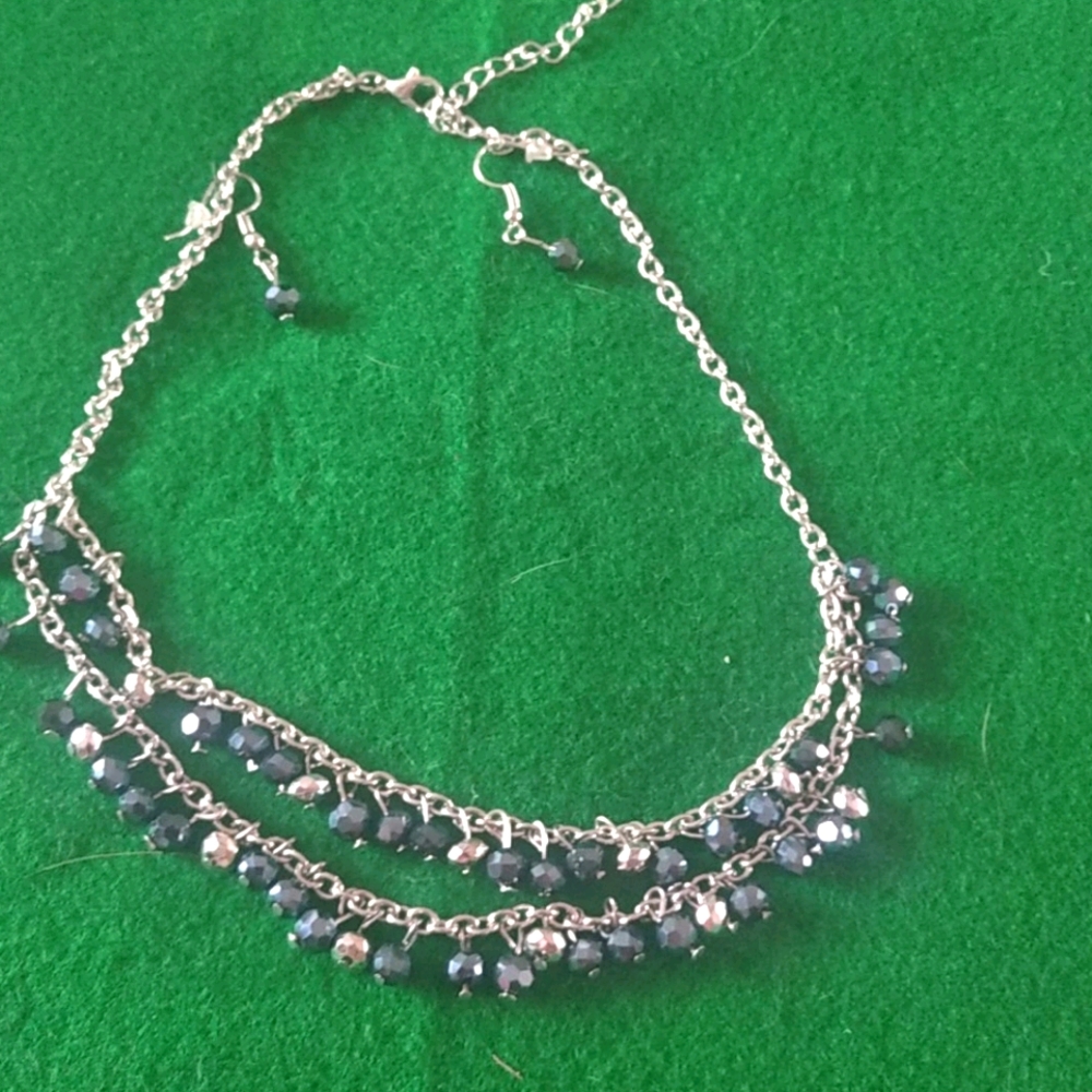 Short two layer necklace & earrings